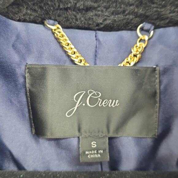 J. Crew Zip Up Plush Fleece Coat Black Faux Fur Teddy Jacket Women's Size S - Picture 8 of 11